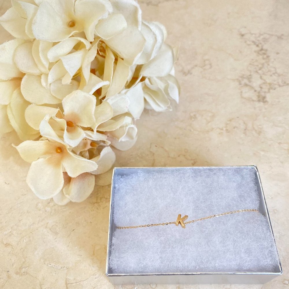 NEW "K" Initial Letter Gold Plated Anklet Bracelet